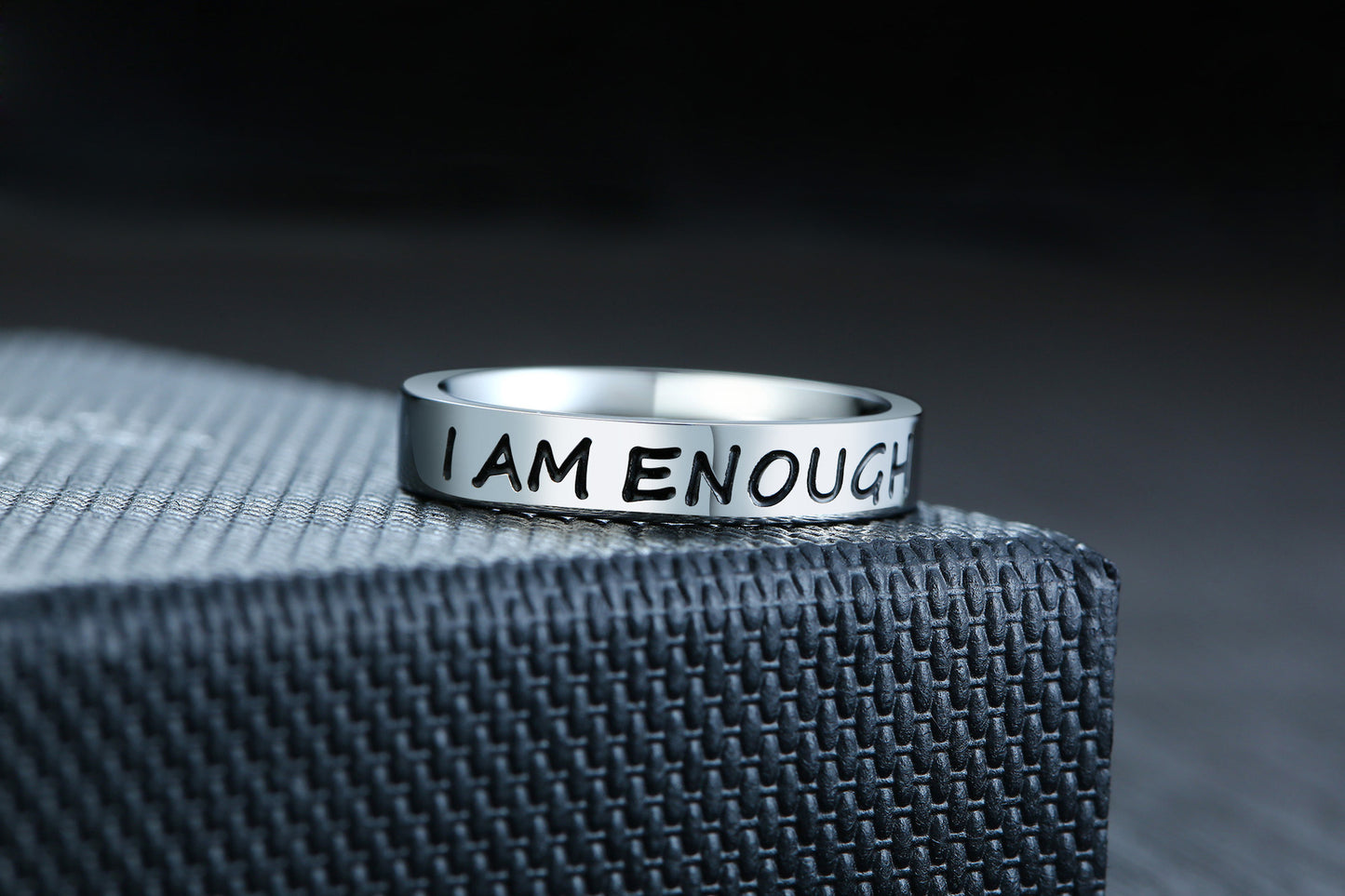 Stainless steel inspirational English ring