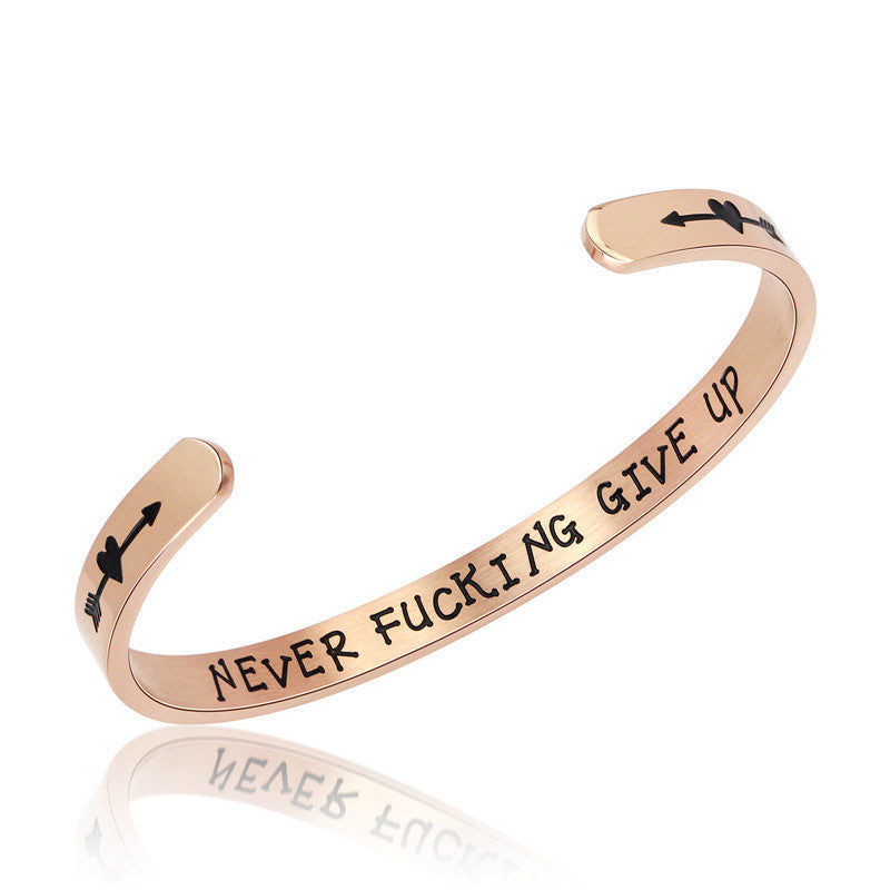 Motivational phrase titanium steel bracelet