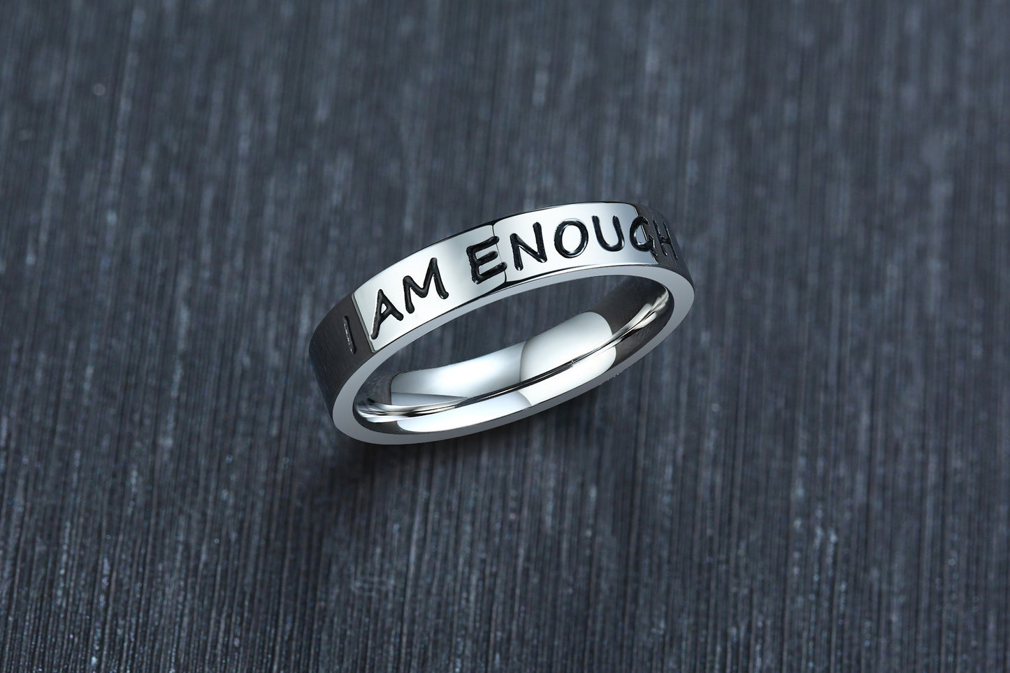 Stainless steel inspirational English ring