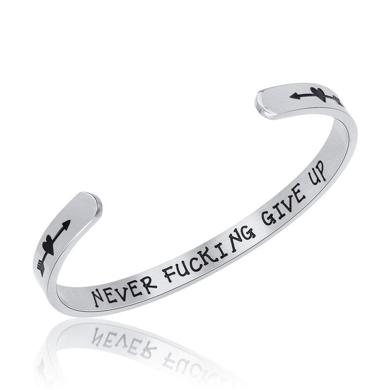 Motivational phrase titanium steel bracelet