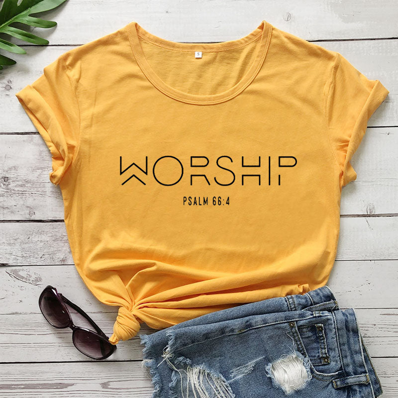 'Worship' Psalm 66:4 Women's Tee