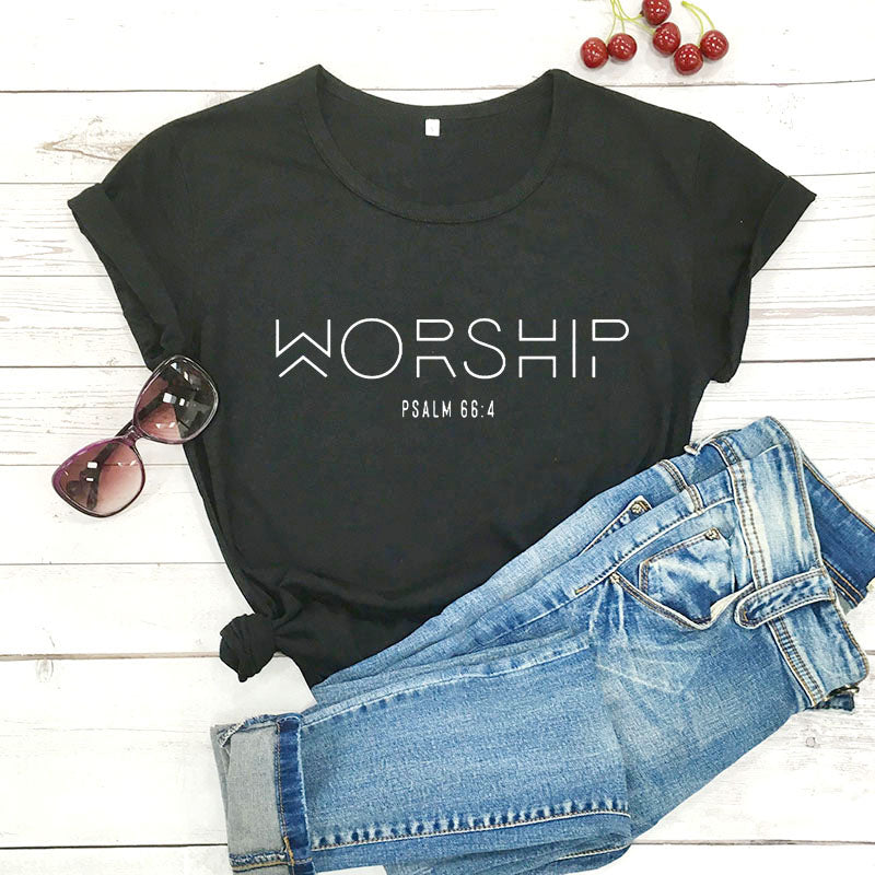 'Worship' Psalm 66:4 Women's Tee