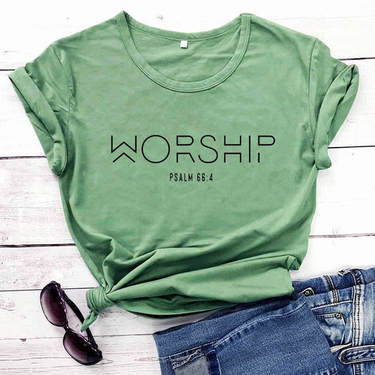 'Worship' Psalm 66:4 Women's Tee