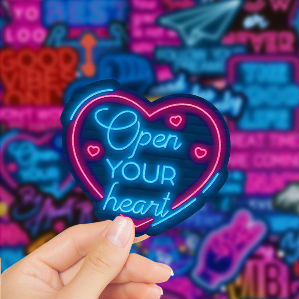 Neon Motivational Phrase Stickers