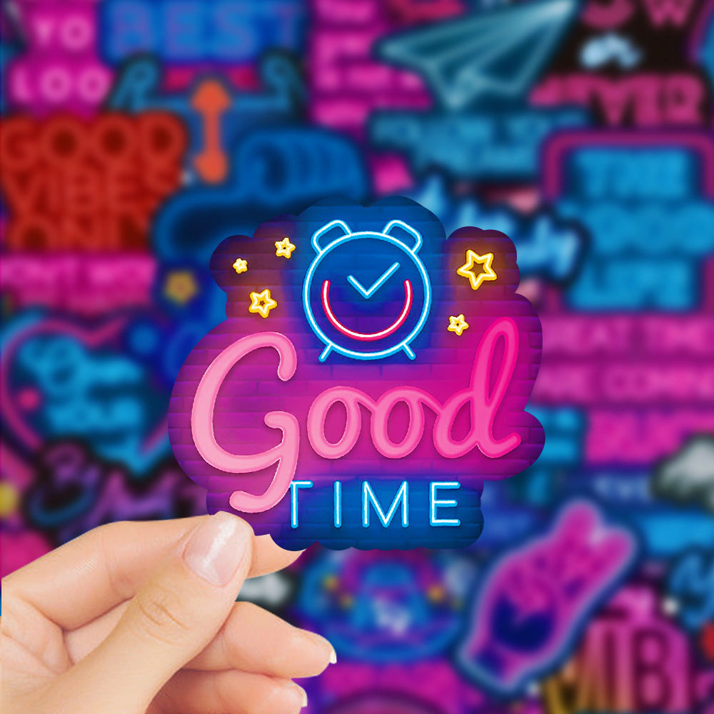 Neon Motivational Phrase Stickers