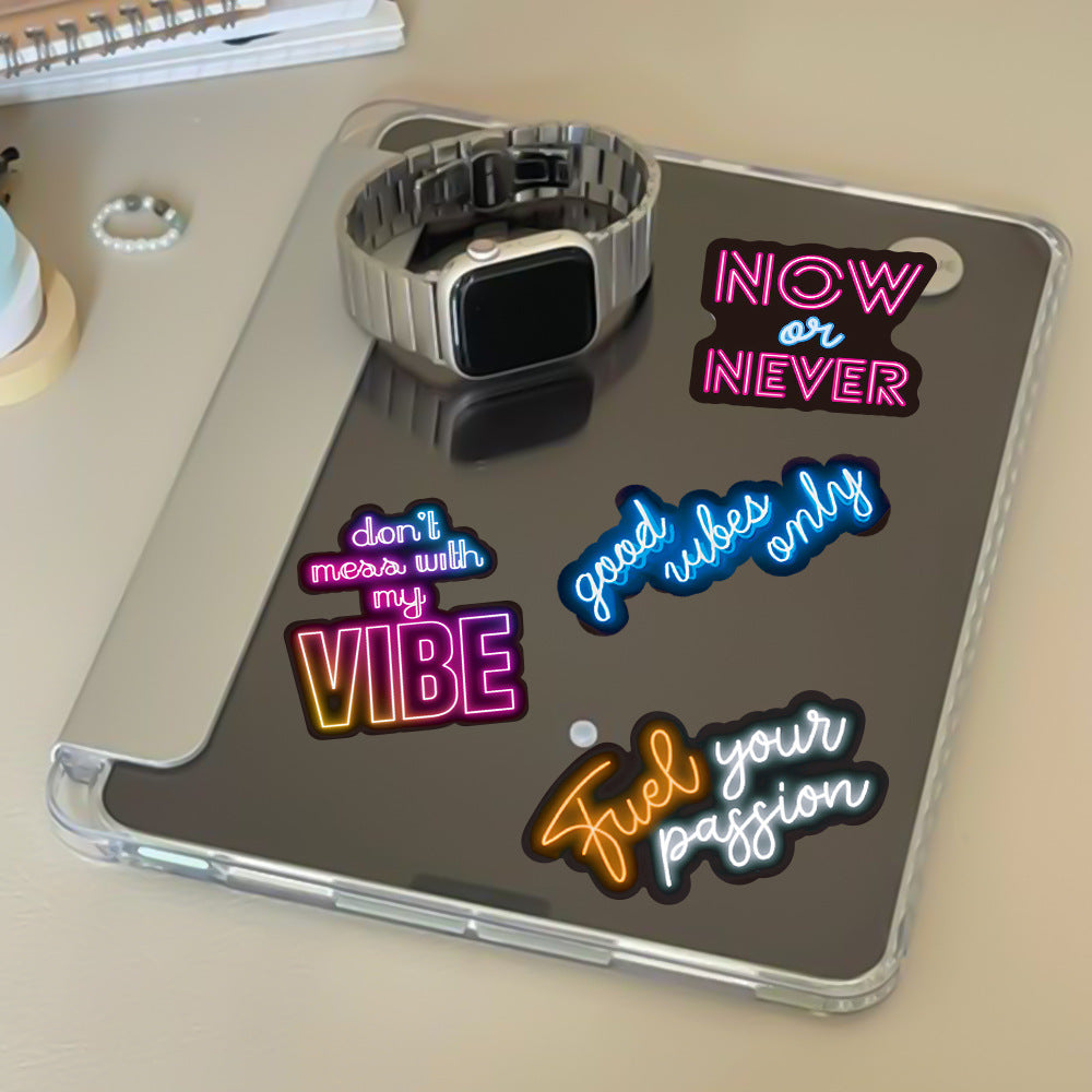 Neon Motivational Phrase Stickers