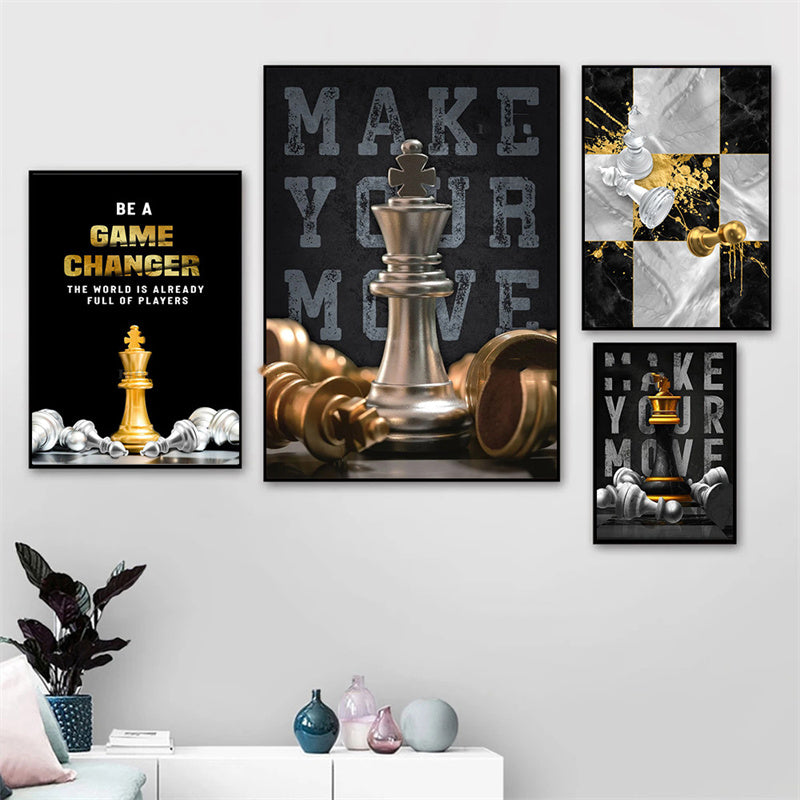 Life Is Like A Chess Game Motivational Poster Canvas