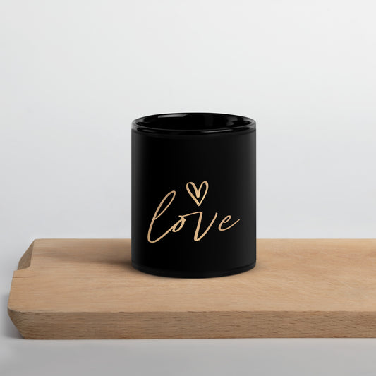 Love Black Glossy Mug