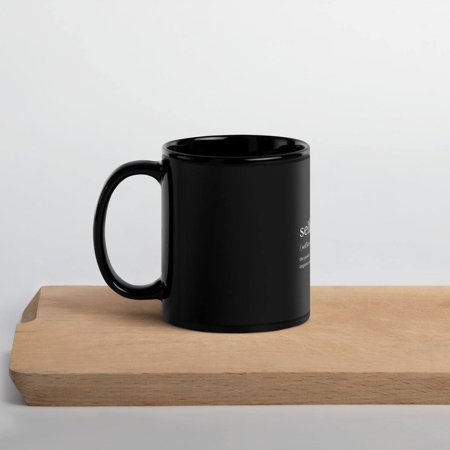 Self Care Black Glossy Mug