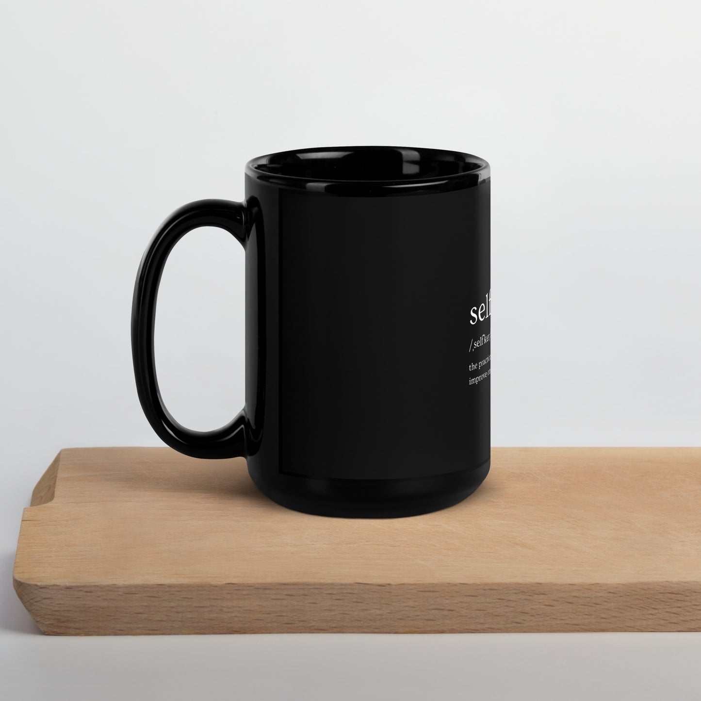 Self Care Black Glossy Mug